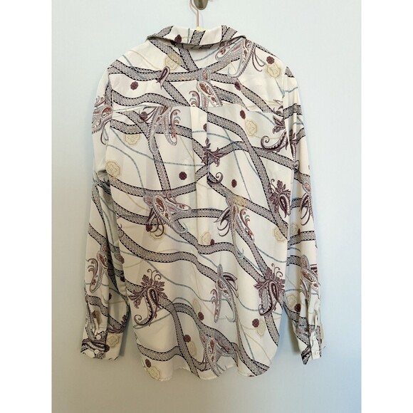 H&M Paisley Chain Print Blouse Sz 4 Quiet Luxury Country Club Old Money Designer - Picture 3 of 12